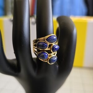 Stella & Dot Gold and Blue Stone Ring Set